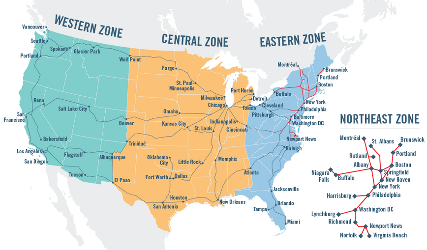 Amtrak Zone Map